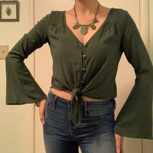 LA Hearts button down crop top